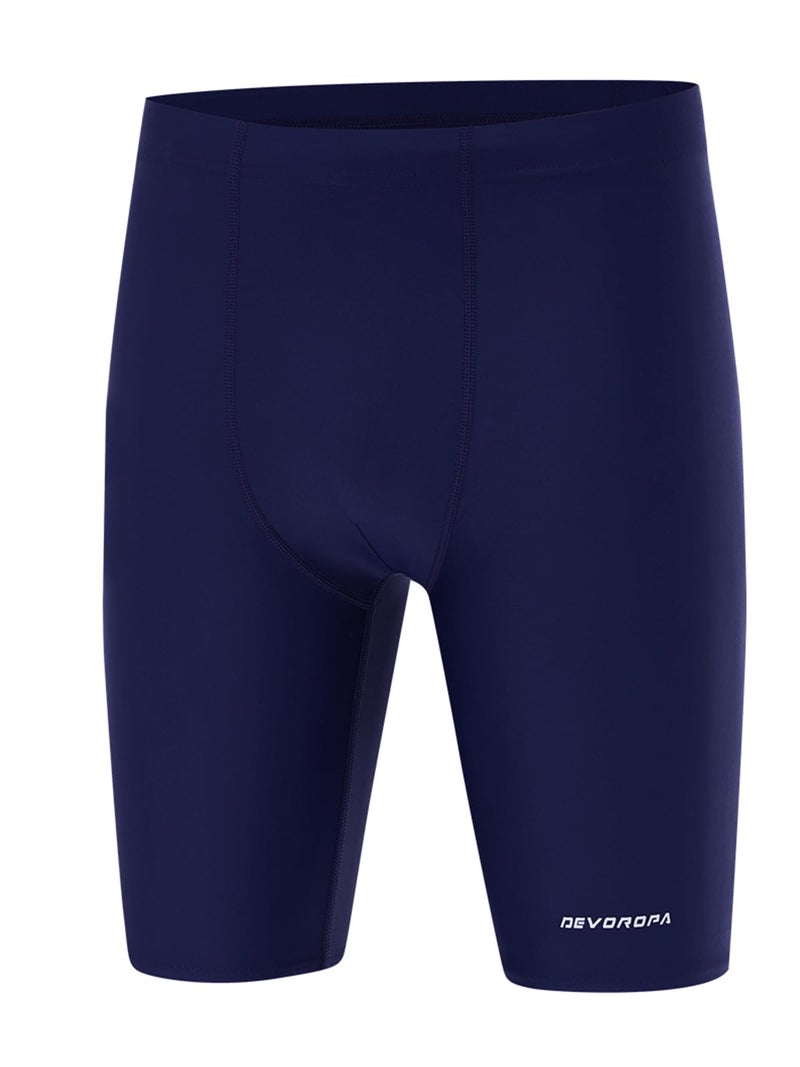 DEVOROPA Boys' Swim Jammers Youth Competitive Swim Team Suit Quick Dry Athletic Swimming Shorts UPF 50+ Navy L - Image 1